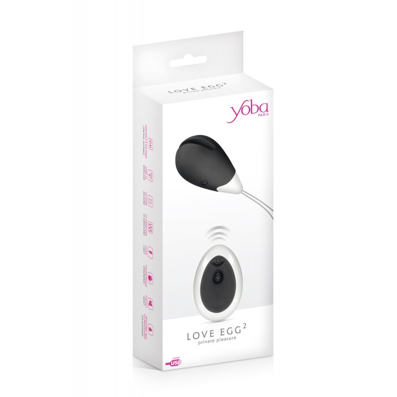 Oeuf vibrant Love Egg 2 noir - Yoba