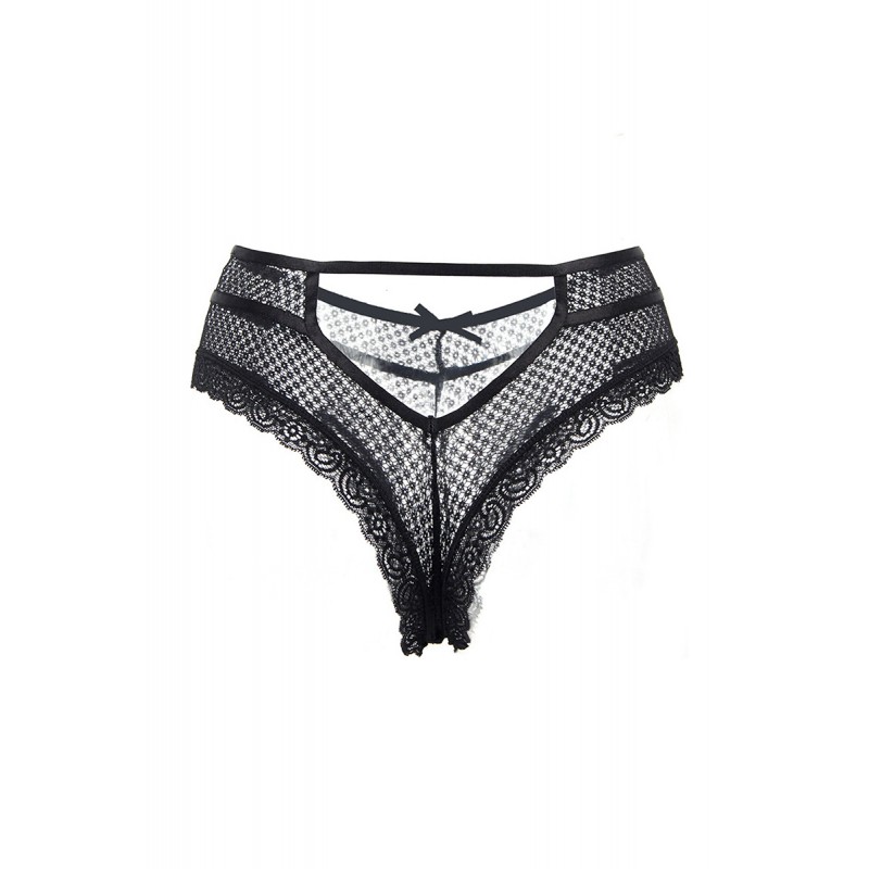 Tanga noir dentelle - Paris Hollywood