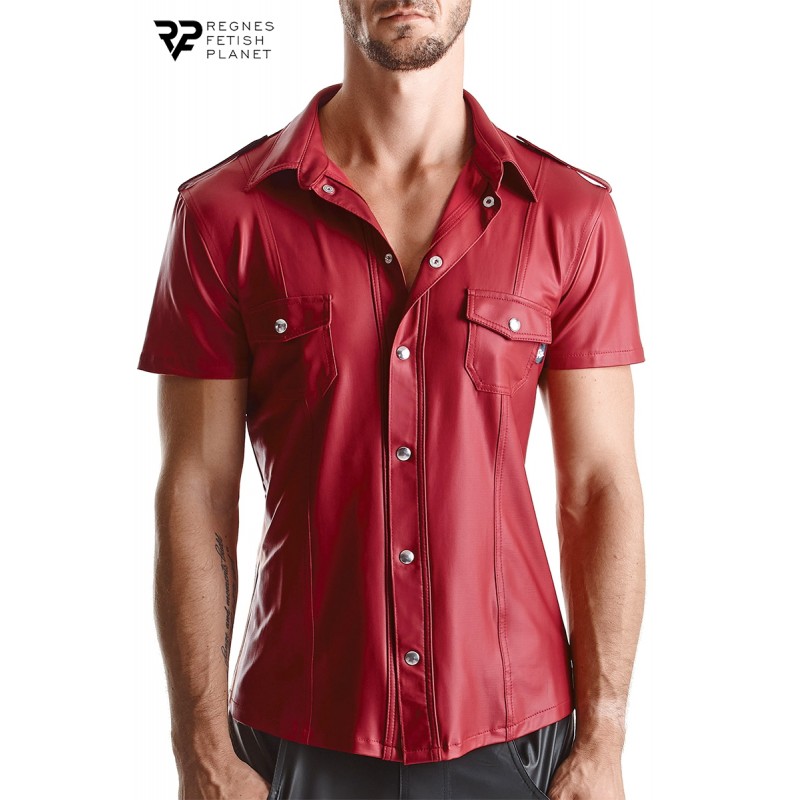 Chemise manches courtes wetlook rouge Carlo - Regnes