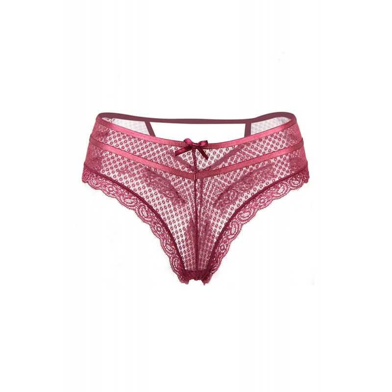 Tanga bordeaux dentelle - Paris Hollywood