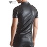 Chemise manches courtes wetlook noire Luca - Regnes