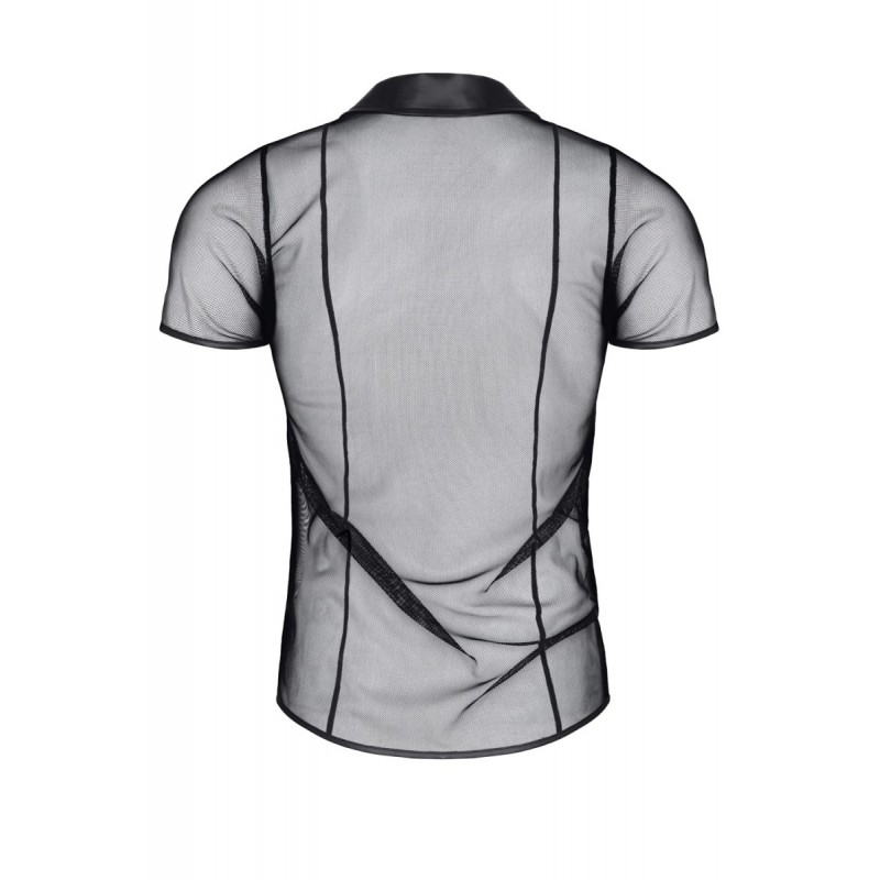 Polo en maille noire transparente - Regnes