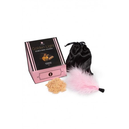 Kit poudre comestible chocolat aphrodisiaque et plumeau - Secret Play