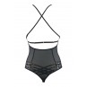 Body string tulle et dentelle noir V-10100 - Axami